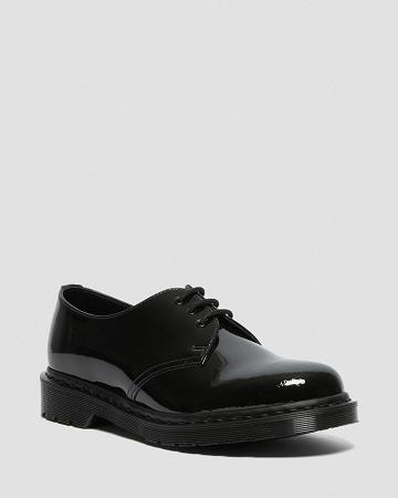 Black Men's Dr Martens 1461 Made in England Mono Patent Leather Oxfords Shoes | CA 595HAP